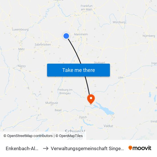 Enkenbach-Alsenborn to Verwaltungsgemeinschaft Singen (Hohentwiel) map