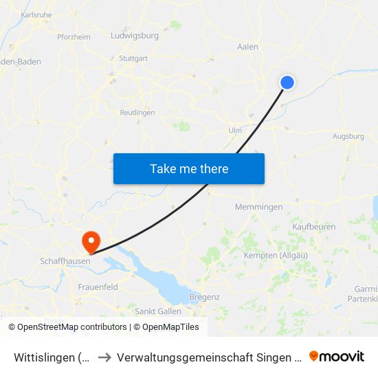 Wittislingen (Vgem) to Verwaltungsgemeinschaft Singen (Hohentwiel) map