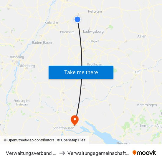 Verwaltungsverband Oberes Zabergäu to Verwaltungsgemeinschaft Singen (Hohentwiel) map