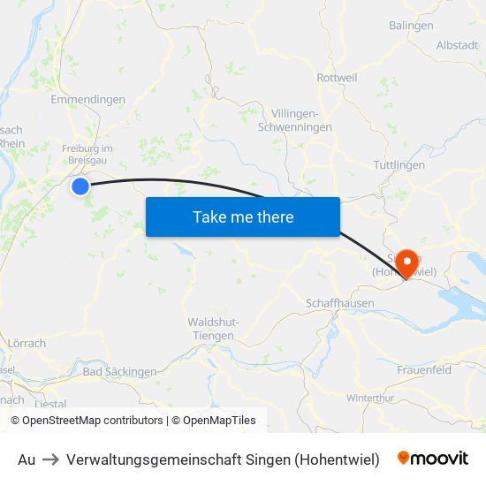 Au to Verwaltungsgemeinschaft Singen (Hohentwiel) map