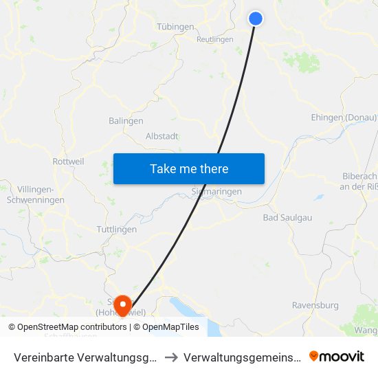 Vereinbarte Verwaltungsgemeinschaft Der Stadt Neuffen to Verwaltungsgemeinschaft Singen (Hohentwiel) map