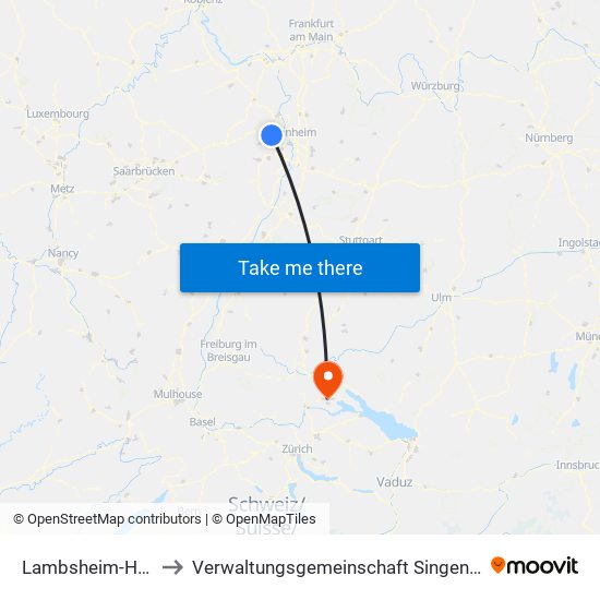 Lambsheim-Heßheim to Verwaltungsgemeinschaft Singen (Hohentwiel) map