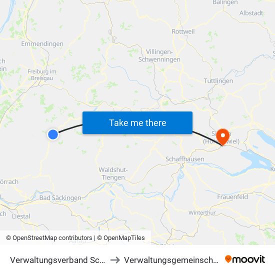 Verwaltungsverband Schönau Im Schwarzwald to Verwaltungsgemeinschaft Singen (Hohentwiel) map