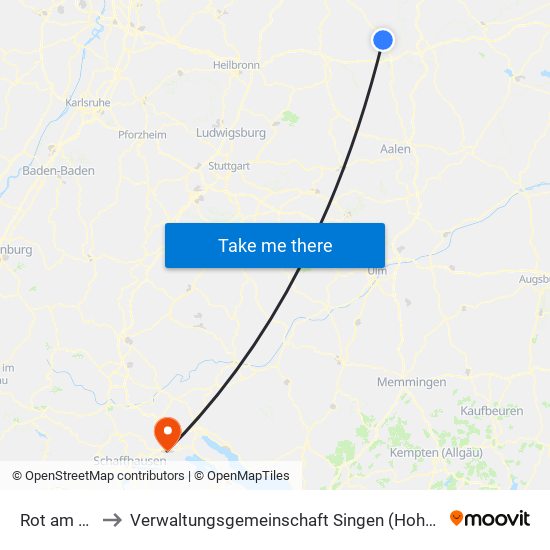 Rot am See to Verwaltungsgemeinschaft Singen (Hohentwiel) map