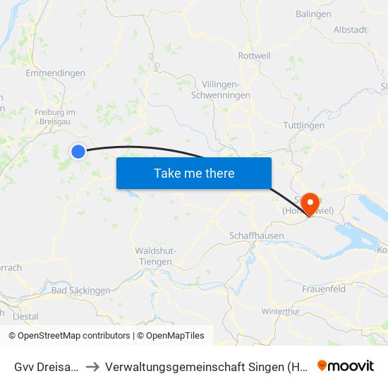 Gvv Dreisamtal to Verwaltungsgemeinschaft Singen (Hohentwiel) map