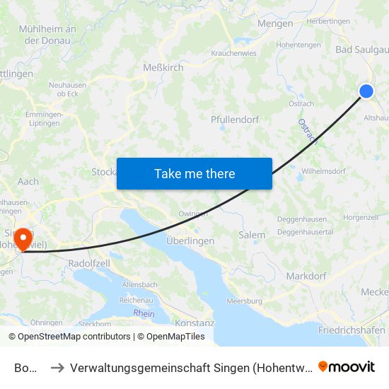 Boms to Verwaltungsgemeinschaft Singen (Hohentwiel) map