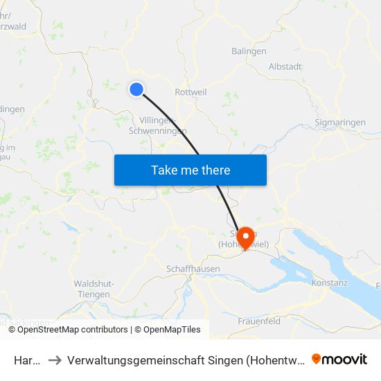 Hardt to Verwaltungsgemeinschaft Singen (Hohentwiel) map