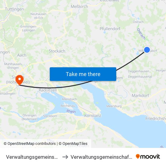 Verwaltungsgemeinschaft Wilhelmsdorf to Verwaltungsgemeinschaft Singen (Hohentwiel) map
