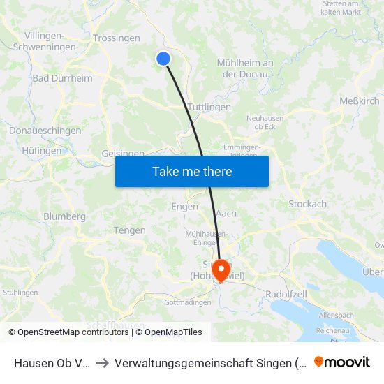 Hausen Ob Verena to Verwaltungsgemeinschaft Singen (Hohentwiel) map