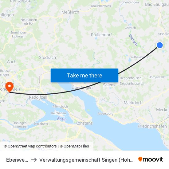 Ebenweiler to Verwaltungsgemeinschaft Singen (Hohentwiel) map