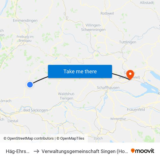 Häg-Ehrsberg to Verwaltungsgemeinschaft Singen (Hohentwiel) map