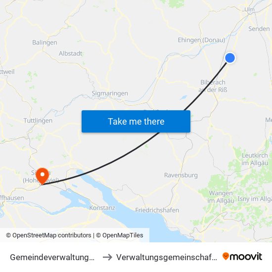 Gemeindeverwaltungsverband Laupheim to Verwaltungsgemeinschaft Singen (Hohentwiel) map