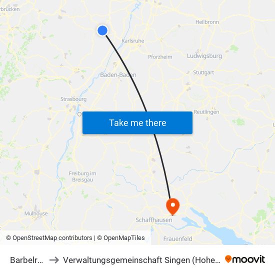 Barbelroth to Verwaltungsgemeinschaft Singen (Hohentwiel) map