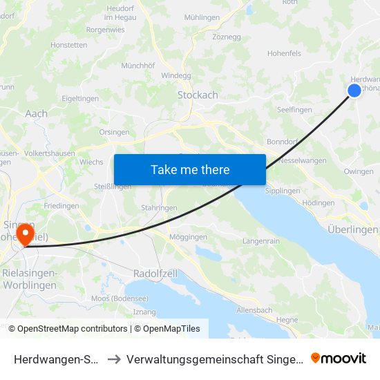 Herdwangen-Schönach to Verwaltungsgemeinschaft Singen (Hohentwiel) map