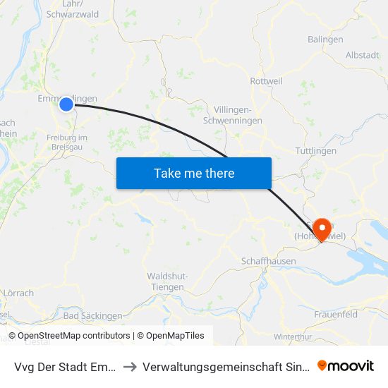 Vvg Der Stadt Emmendingen to Verwaltungsgemeinschaft Singen (Hohentwiel) map