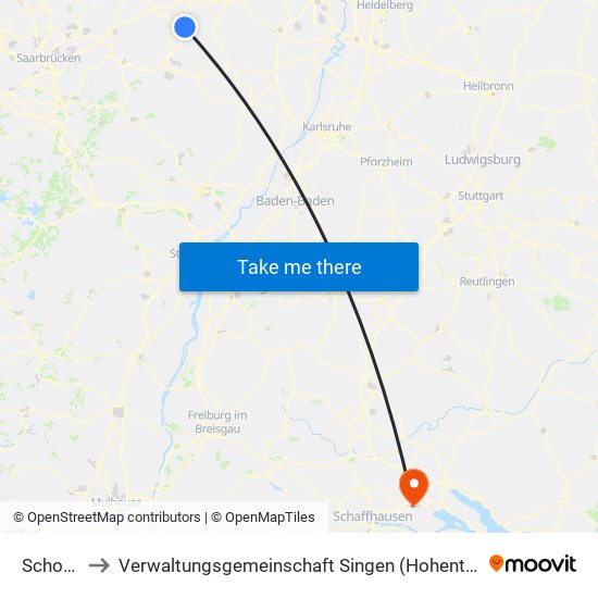 Schopp to Verwaltungsgemeinschaft Singen (Hohentwiel) map