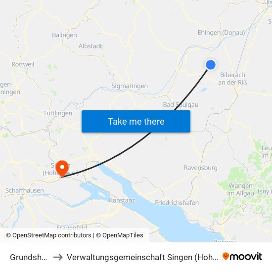 Grundsheim to Verwaltungsgemeinschaft Singen (Hohentwiel) map