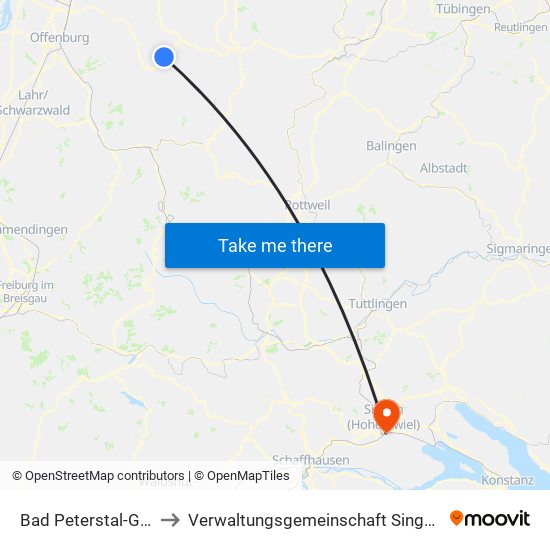 Bad Peterstal-Griesbach to Verwaltungsgemeinschaft Singen (Hohentwiel) map