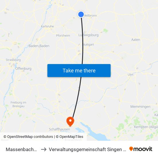 Massenbachhausen to Verwaltungsgemeinschaft Singen (Hohentwiel) map