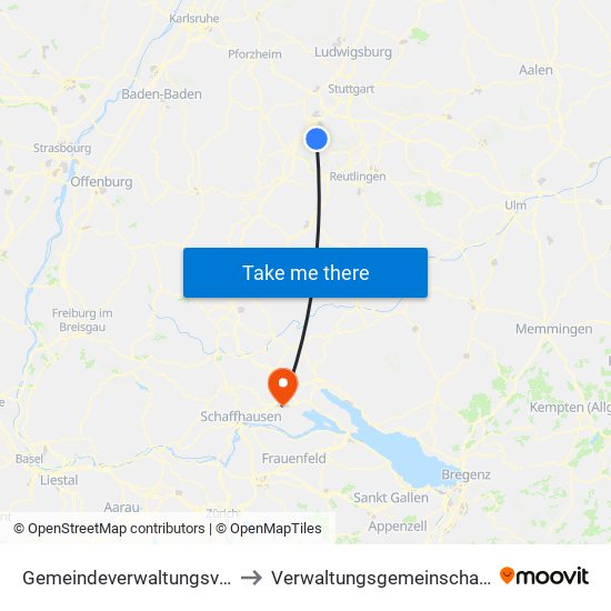 Gemeindeverwaltungsverband Holzgerlingen to Verwaltungsgemeinschaft Singen (Hohentwiel) map