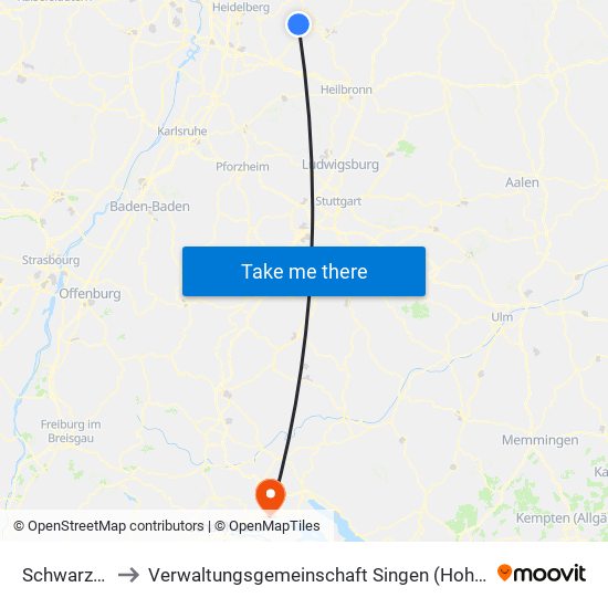 Schwarzach to Verwaltungsgemeinschaft Singen (Hohentwiel) map