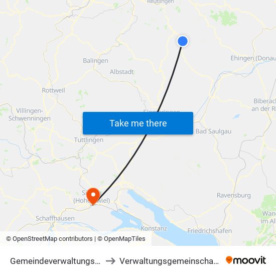 Gemeindeverwaltungsverband Engstingen to Verwaltungsgemeinschaft Singen (Hohentwiel) map