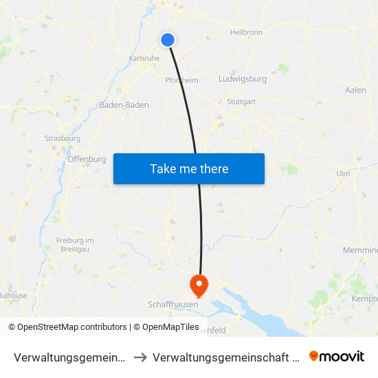 Verwaltungsgemeinschaft Bruchsal to Verwaltungsgemeinschaft Singen (Hohentwiel) map
