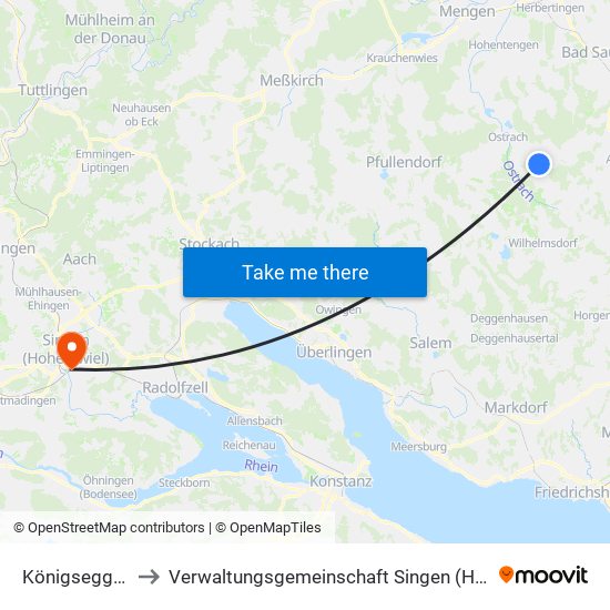 Königseggwald to Verwaltungsgemeinschaft Singen (Hohentwiel) map