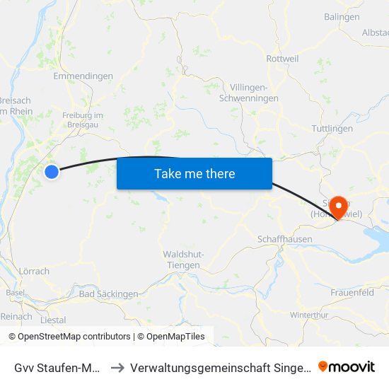 Gvv Staufen-Münstertal to Verwaltungsgemeinschaft Singen (Hohentwiel) map