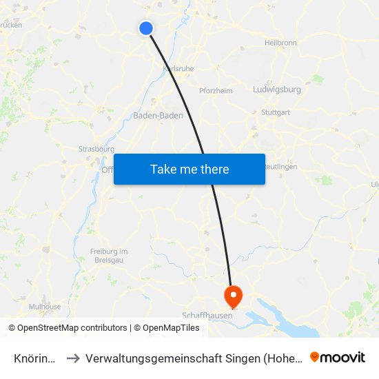 Knöringen to Verwaltungsgemeinschaft Singen (Hohentwiel) map