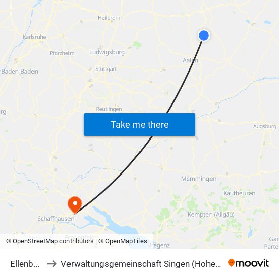 Ellenberg to Verwaltungsgemeinschaft Singen (Hohentwiel) map