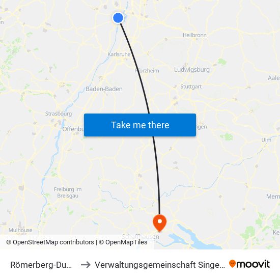 Römerberg-Dudenhofen to Verwaltungsgemeinschaft Singen (Hohentwiel) map