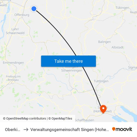 Oberkirch to Verwaltungsgemeinschaft Singen (Hohentwiel) map