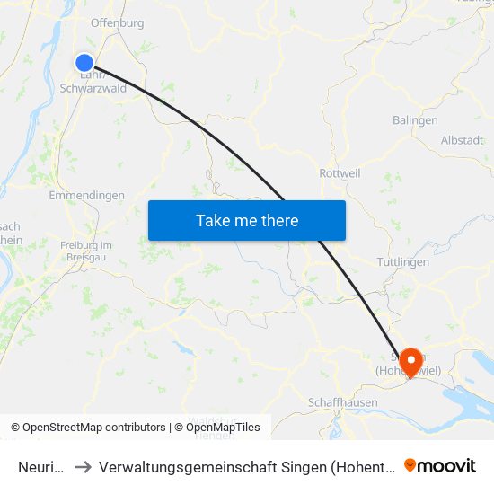 Neuried to Verwaltungsgemeinschaft Singen (Hohentwiel) map