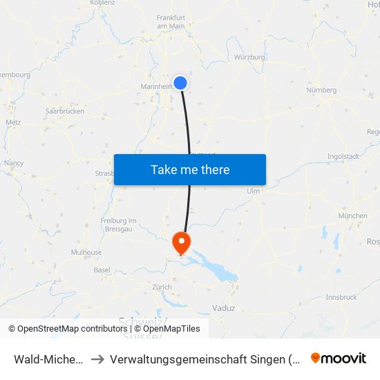 Wald-Michelbach to Verwaltungsgemeinschaft Singen (Hohentwiel) map
