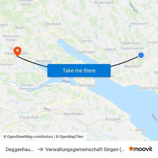 Deggenhausertal to Verwaltungsgemeinschaft Singen (Hohentwiel) map