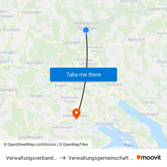 Verwaltungsverband Donau-Heuberg to Verwaltungsgemeinschaft Singen (Hohentwiel) map