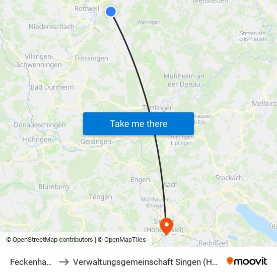 Feckenhausen to Verwaltungsgemeinschaft Singen (Hohentwiel) map