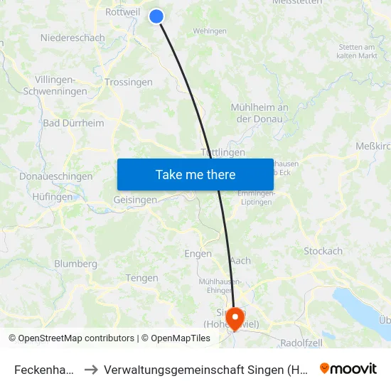 Feckenhausen to Verwaltungsgemeinschaft Singen (Hohentwiel) map