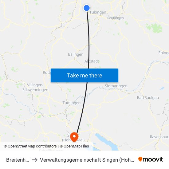 Breitenholz to Verwaltungsgemeinschaft Singen (Hohentwiel) map