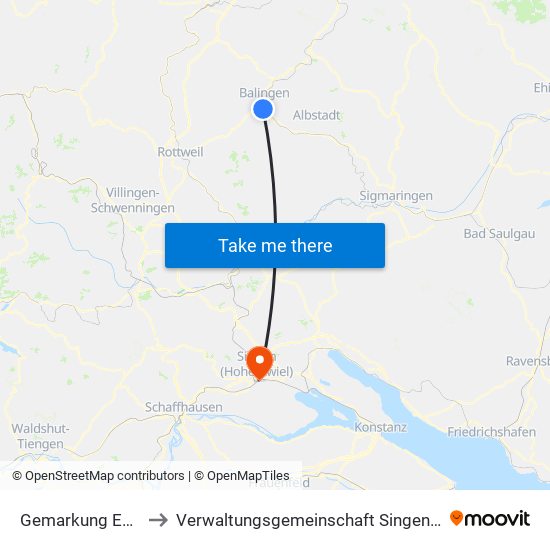 Gemarkung Endingen to Verwaltungsgemeinschaft Singen (Hohentwiel) map