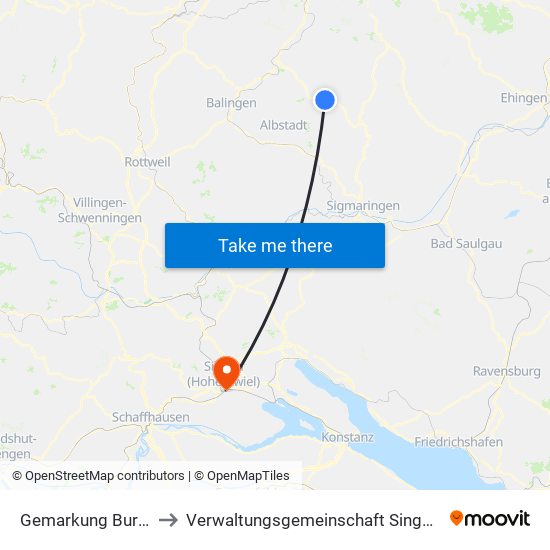 Gemarkung Burladingen to Verwaltungsgemeinschaft Singen (Hohentwiel) map