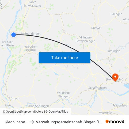 Kiechlinsbergen to Verwaltungsgemeinschaft Singen (Hohentwiel) map