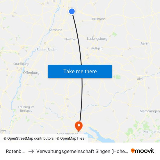 Rotenberg to Verwaltungsgemeinschaft Singen (Hohentwiel) map