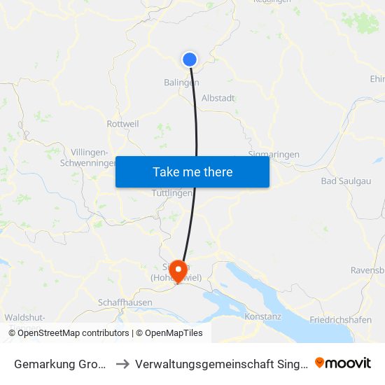 Gemarkung Grosselfingen to Verwaltungsgemeinschaft Singen (Hohentwiel) map