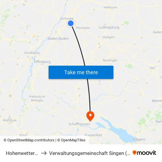 Hohenwettersbach to Verwaltungsgemeinschaft Singen (Hohentwiel) map