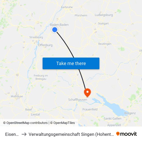 Eisental to Verwaltungsgemeinschaft Singen (Hohentwiel) map