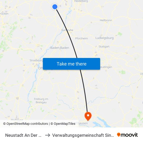 Neustadt An Der Weinstraße to Verwaltungsgemeinschaft Singen (Hohentwiel) map