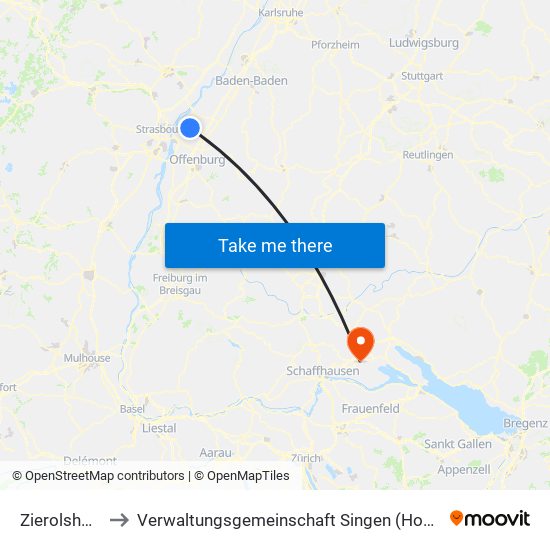 Zierolshofen to Verwaltungsgemeinschaft Singen (Hohentwiel) map