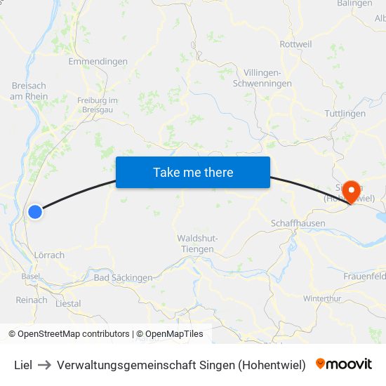 Liel to Verwaltungsgemeinschaft Singen (Hohentwiel) map